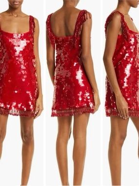 Alexis Red Sequin Fringe Mini Dress